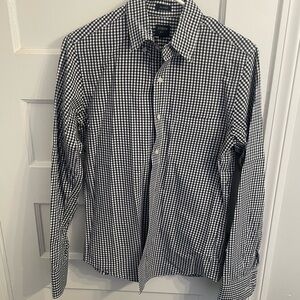 J. Crew Men's Black and White Gingham Shirt